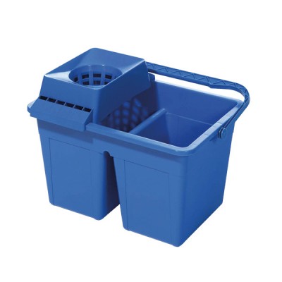 Secchio a due vasche 15 lt blu con strizzino